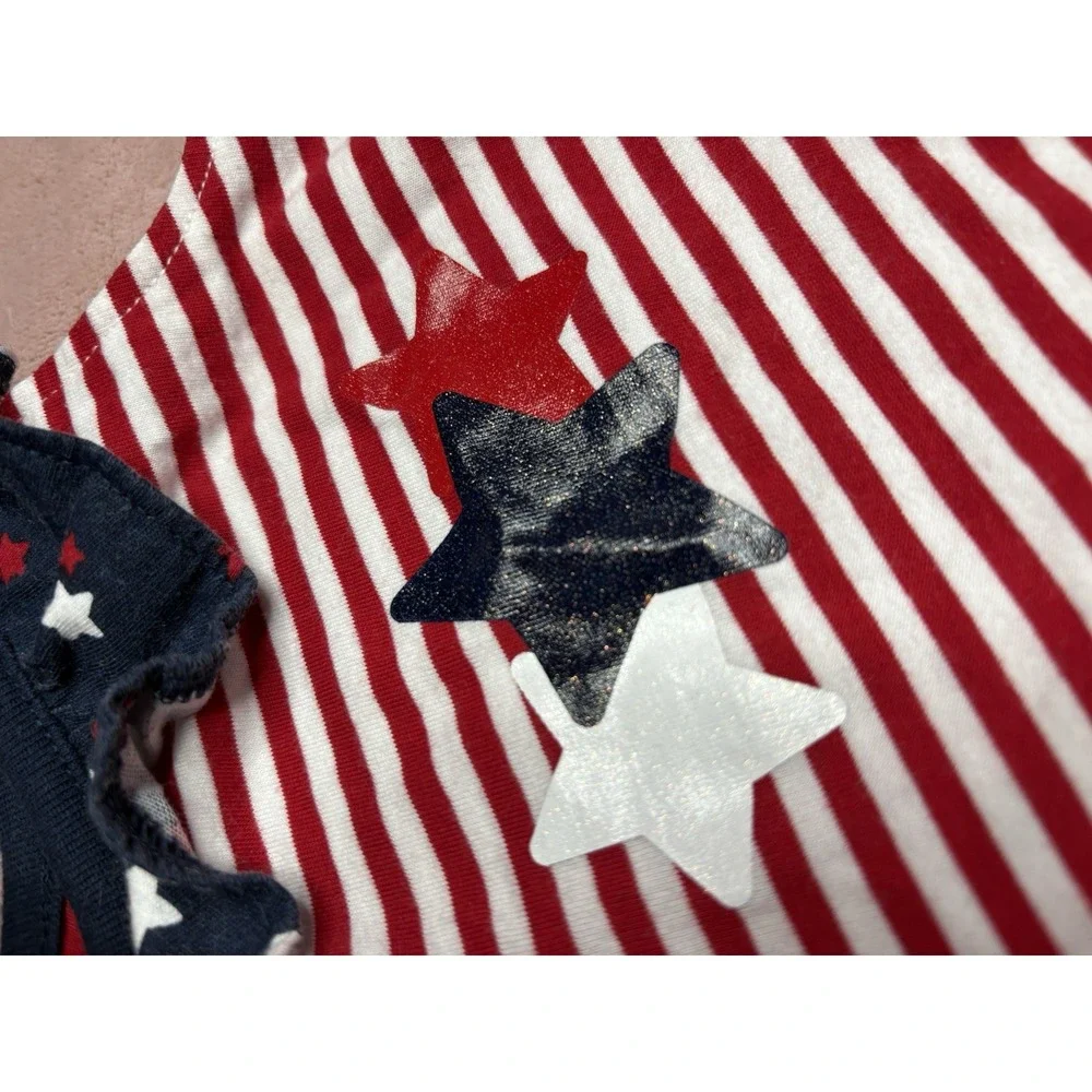 Way to Celebrate Patriotic Fourth Of July Stars USA Flag 0-3 Months Baby Romper‎ - Picture 5 of 6